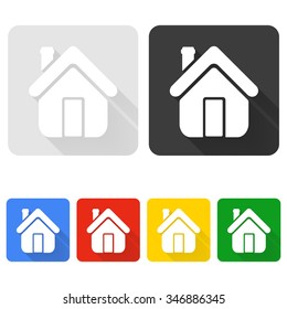 Vector illustration of house icon with long shadow