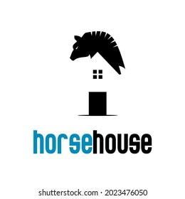 vector illustration of house icon on horse head
