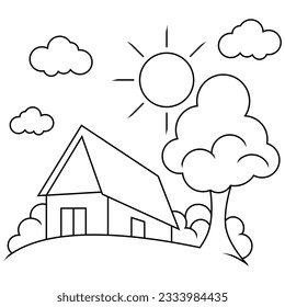 vector illustration of a house icon on a hill 2