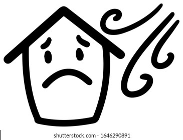 Vector illustration of house icon with wind