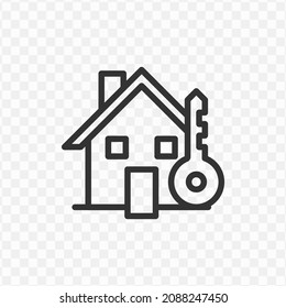 Vector illustration of House key icon in dark color and transparent background(png).