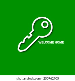 Vector Illustration of House Key Icon Outline for Design, Website, Background, Banner. Logo of Rent Building symbol silhouette Element Business Template