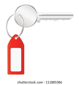 Vector illustration of house key with label