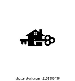 vector illustration of house and keys for icons, symbols or logos. key flat logo