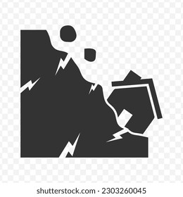 Vector illustration of house landslide icon in dark color and transparent background(png).