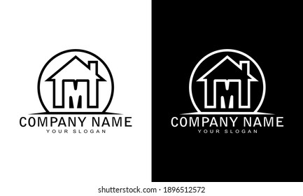 Vector illustration of a house letter M concept logo