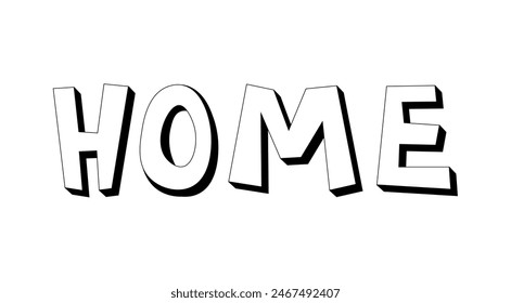 Ilustración vectorial de letras de casa. Casa de letras. Panel decorativo con la casa de inscripciones para diseño e impresión de fachadas. EPS10
