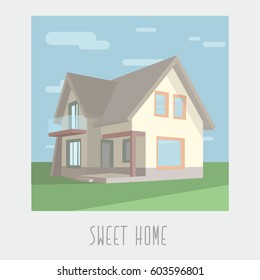 Vector illustration of a house, house like a photo,sweet home