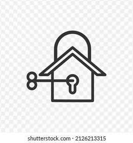 Vector illustration of house lock icon in dark color and transparent background(png).