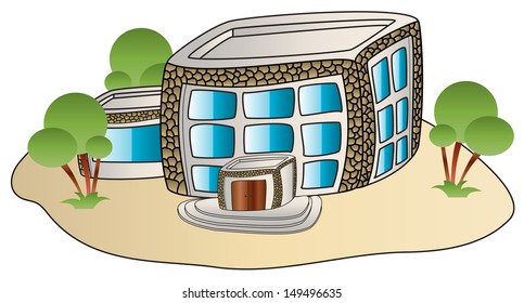 vector illustration of a house made in different colors