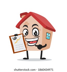 vector illustration of house mascot or character presentation with clipboard