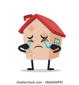 vector illustration of house mascot or character crying