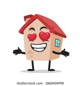 vector illustration of house mascot or character with love eye