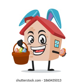 vector illustration of house mascot or character wearing bunny hat