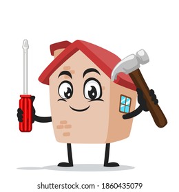 ilustración vectorial de la mascota o del martillo y destornillador de la casa