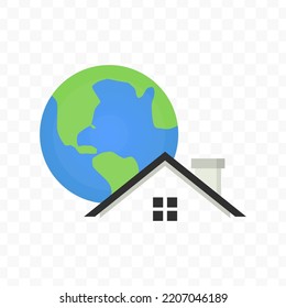Ilustración vectorial del símbolo y la señal del icono de casa en la tierra. iconos coloreados para el diseño de sitios web .Diseño simple sobre fondo transparente (PNG).