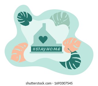 Vector illustration of a house on a white background. Cute house. Stay at home. Coronavirus, covid, quarantine, epidemic. Icons for cottages, townhouses, villas, houses, buildings. A hand drawn house