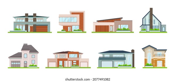 Vector illustration of a house on a white background. Sweet home. Icons for cottages, townhouses, villas, houses, buildings. A hand drawn house. The project of the building. Drawing of the house