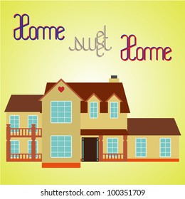 Vector illustration of house on yellow background. Layered document.