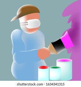 Vector - Illustration of  House painter symbol icon