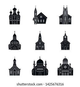 Vector illustration of house and parish icon. Set of house and building vector icon for stock.