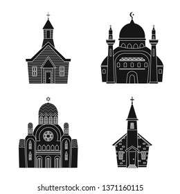 Vector illustration of house and parish logo. Set of house and building vector icon for stock.