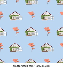 Vector illustration. House pattern with details
