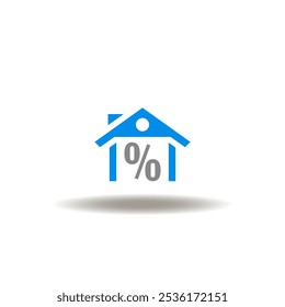 Vector illustration of house with percent. Symbol of real estate.