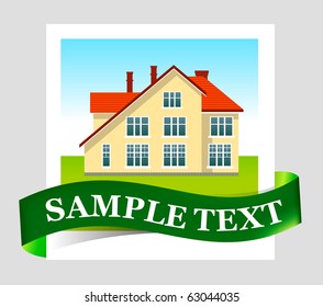 Vector Illustration of house as photo frame