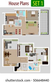 Vector illustration of House plan version 1.