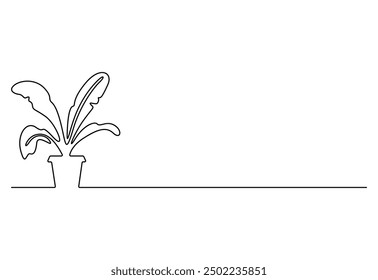 Vector illustration of house plant continuous one line drawing