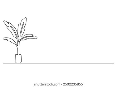 Ilustración vectorial de la planta de la casa continua de una línea de dibujo