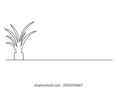 Vector illustration of house plant continuous one line drawing