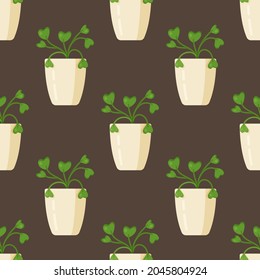 Vector illustration of house plant pattern. Beautiful room ivy. 