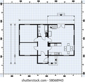vector illustration of house project. house blueprint