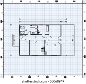 vector illustration of house project. house blueprint