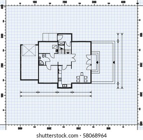 vector illustration of house project. house blueprint