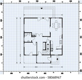 vector illustration of house project. house blueprint