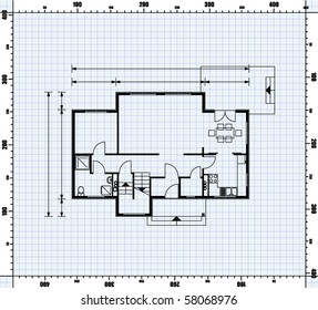 vector illustration of house project. house blueprint
