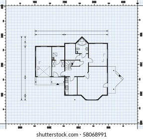 vector illustration of house project. house blueprint