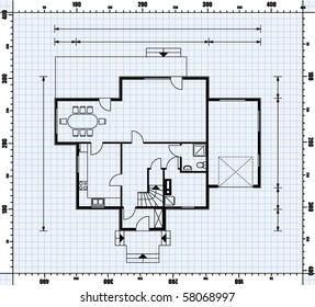 vector illustration of house project. house blueprint