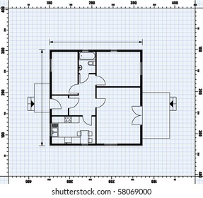 vector illustration of house project. house blueprint