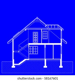 vector illustration of house project. house blueprint