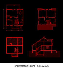 vector illustration of house project. house blueprint