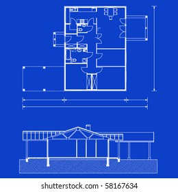 vector illustration of house project. house blueprint