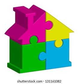 Vector illustration of house from puzzles