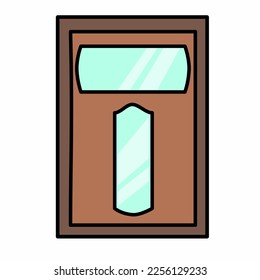 Vector illustration. House or room door, isolate white background. which can be used as icons and symbols