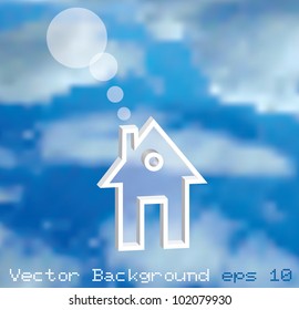 vector illustration with house in sky