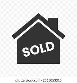 Vector illustration of house sold icon in dark color and transparent background(PNG).