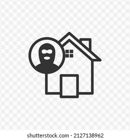 Vector illustration of house thief icon in dark color and transparent background(png).